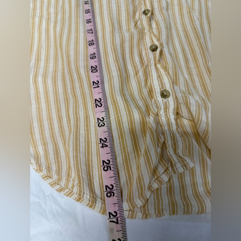 American Eagle Women Dress Shirt Striped Yellow Size M Long Sleeve Button Up - Picture 7 of 7
